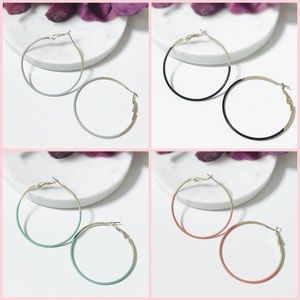 Set of 4:  Color Coated 50mm Hoop Earrings